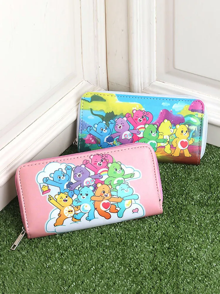 Care Bears Inspired Long Zip-Around Wallet – Large Capacity Rainbow Coin Purse with Multiple Card Slots & ID Window, Cute Cartoon Clutch for Women, Girls & Kids